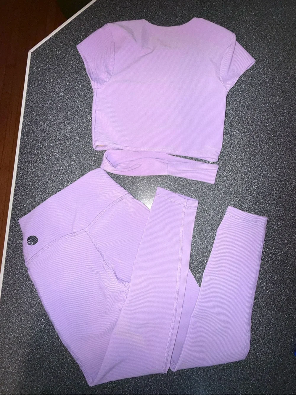 Five Dance Wear Lilac 2 Piece Crop Top Size YXL & High-Waist Leggings Size YL